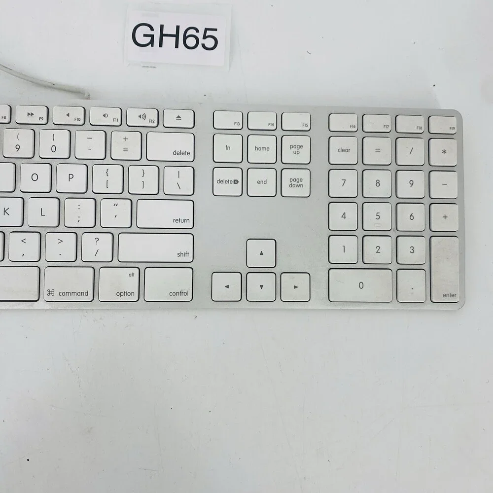 Apple Mac Genuine USB Keyboard White Silver Wired Keyboard A1243 Aluminum